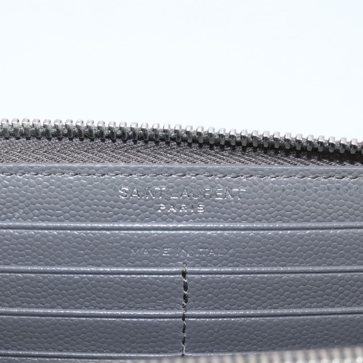 SAINT LAURENT Cassandra Long Wallet Leather Gray Silver Auth bs37418