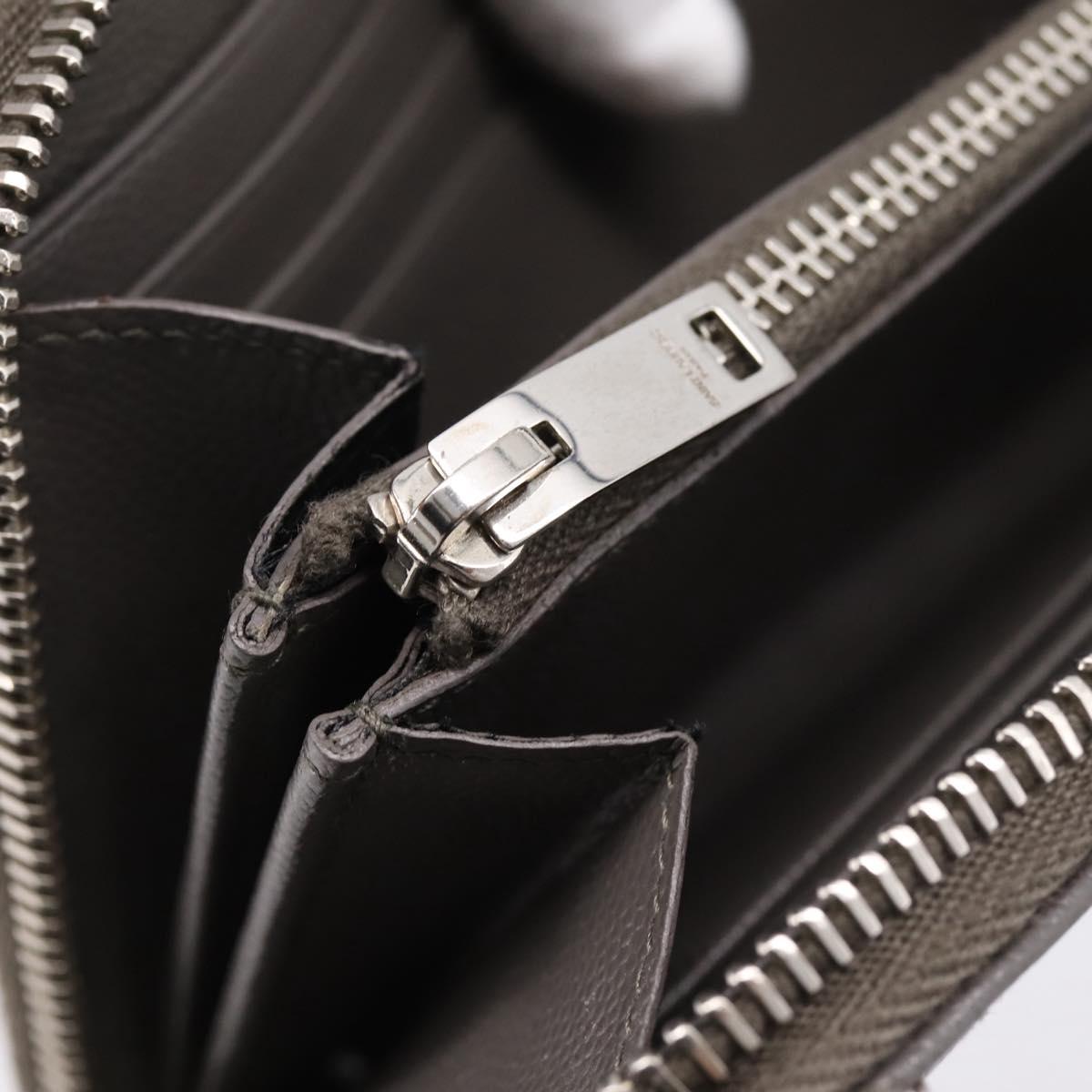 SAINT LAURENT Cassandra Long Wallet Leather Gray Silver Auth bs37418