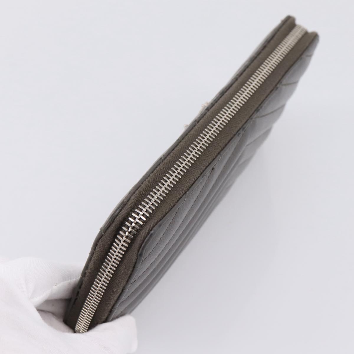 SAINT LAURENT Cassandra Long Wallet Leather Gray Silver Auth bs37418