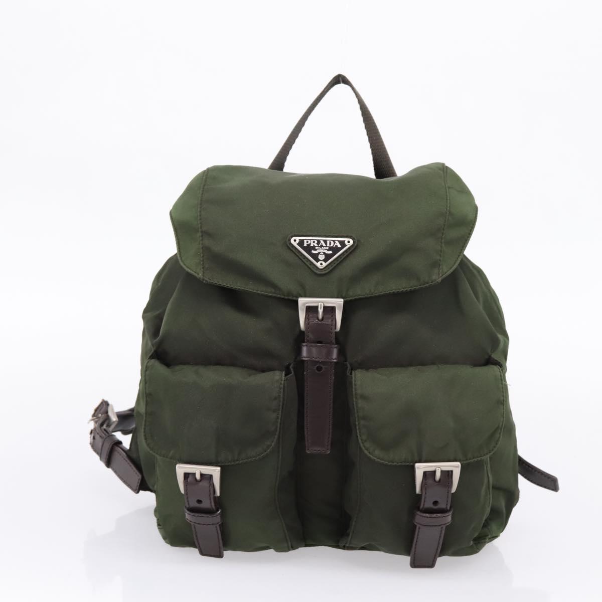 PRADA Backpack Nylon 3 Set Khaki Auth bs37426
