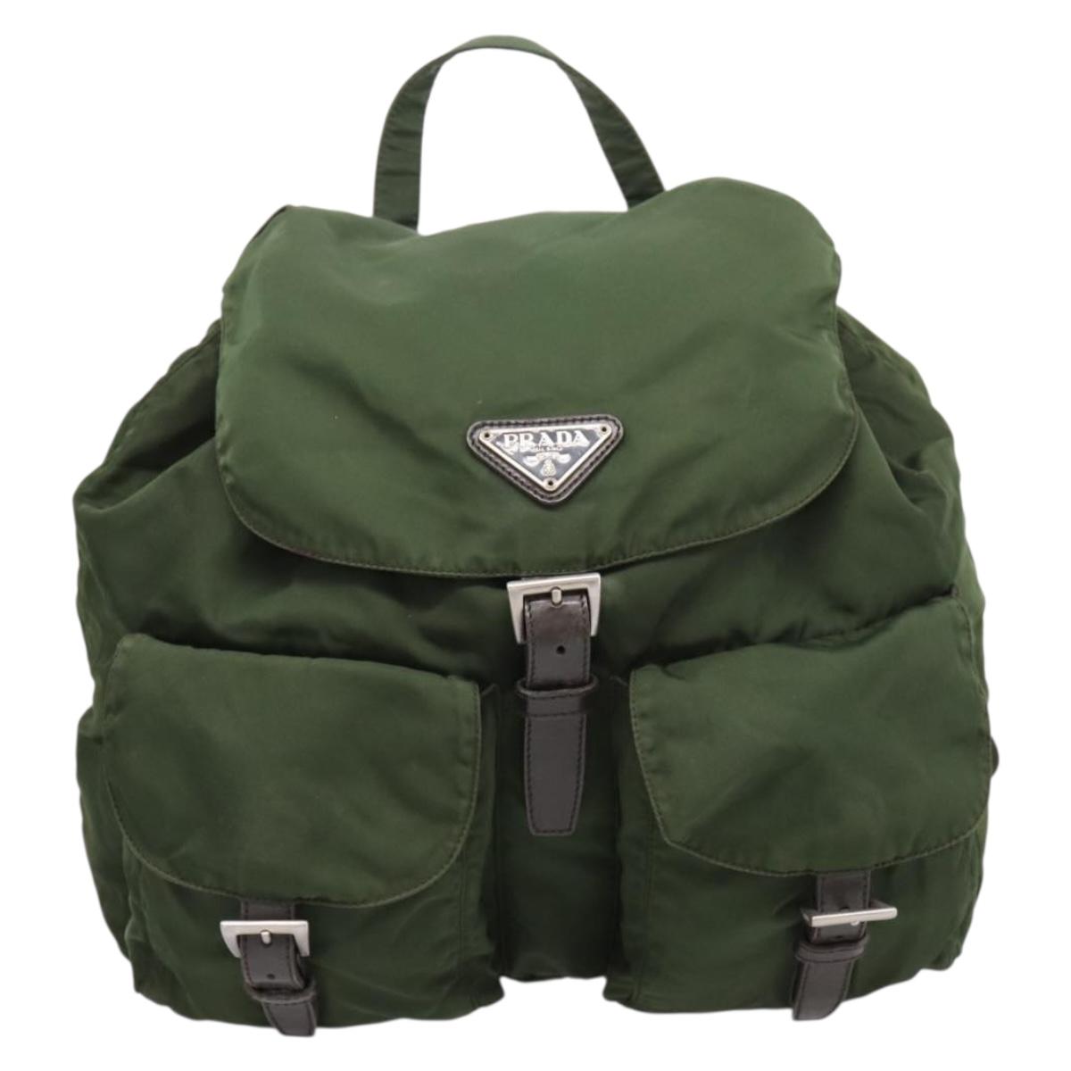 PRADA Backpack Nylon 3 Set Khaki Auth bs37426