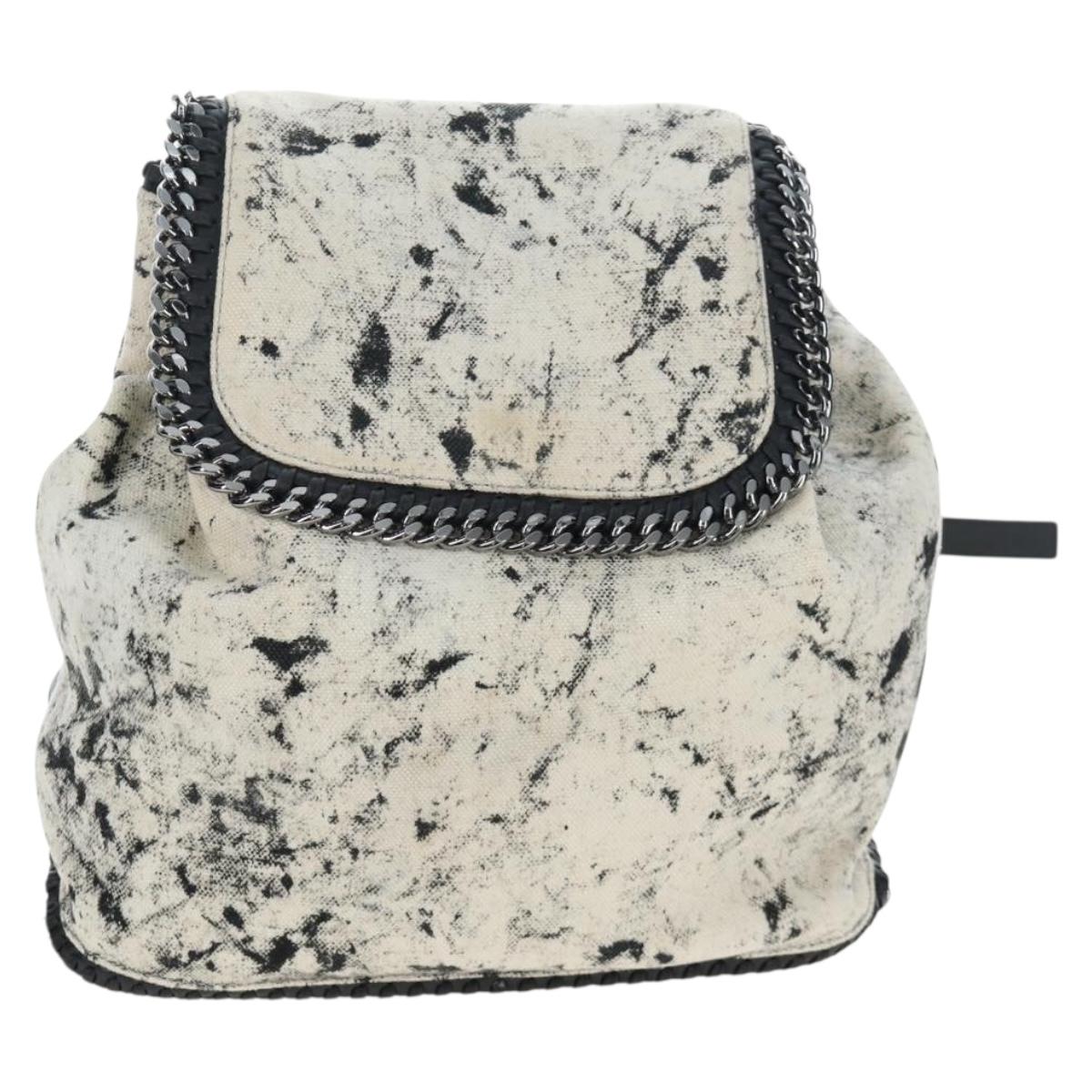 Stella MacCartney Backpack Canvas Beige Silver Auth bs37427