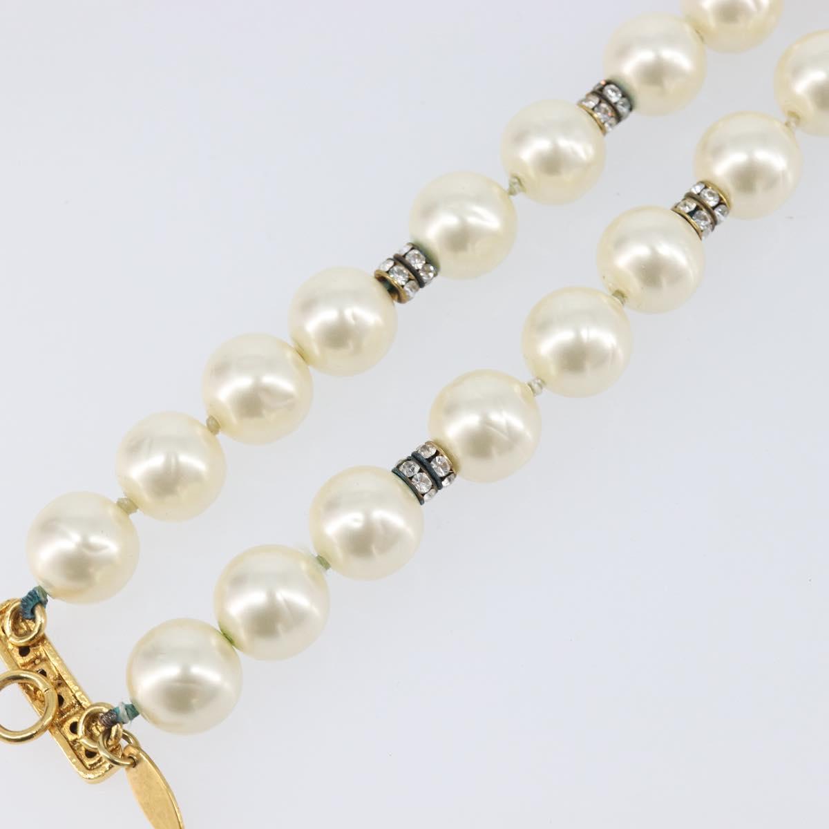 CHANEL Pearl Bracelet metal Gold CC Auth bs37428