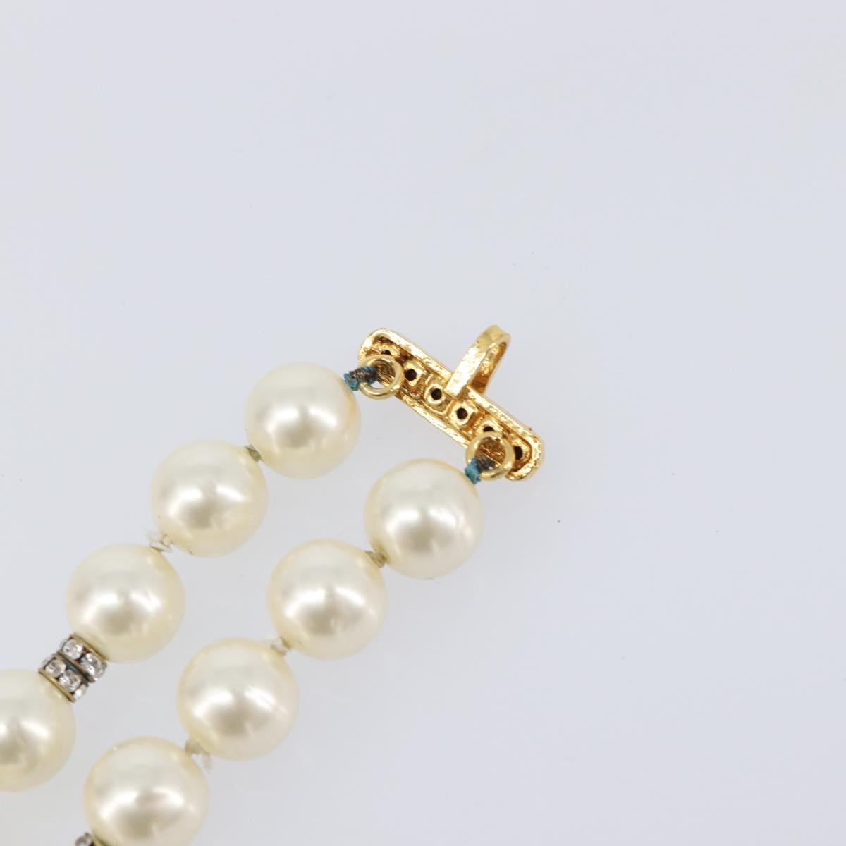 CHANEL Pearl Bracelet metal Gold CC Auth bs37428