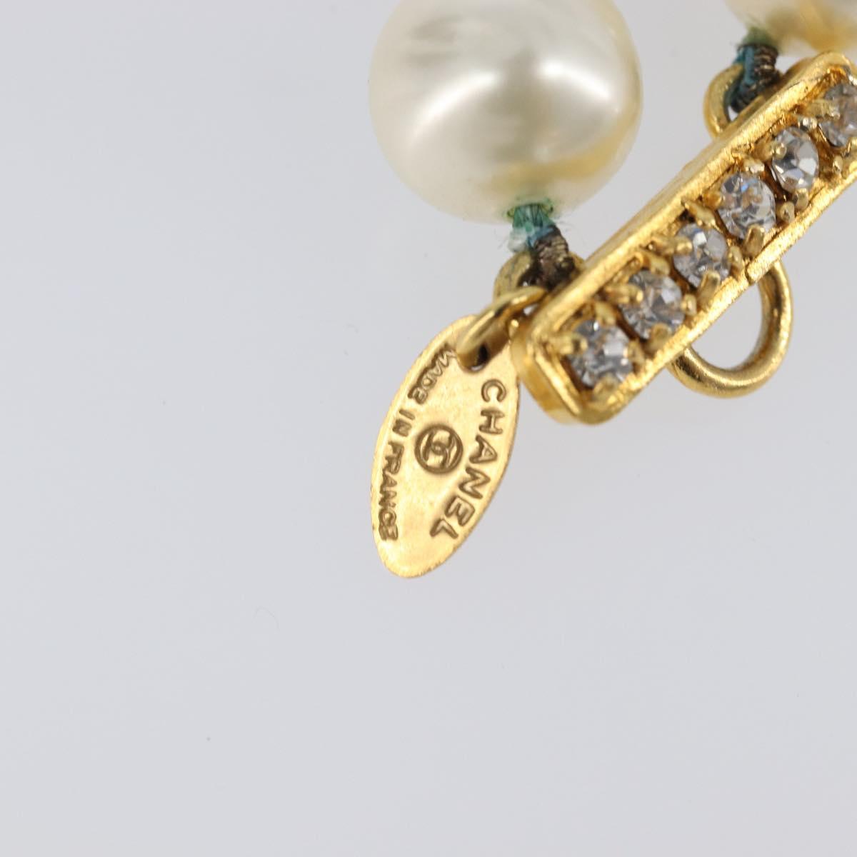 CHANEL Pearl Bracelet metal Gold CC Auth bs37428