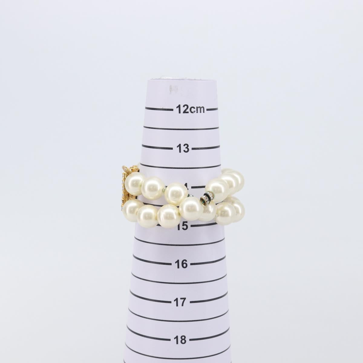 CHANEL Pearl Bracelet metal Gold CC Auth bs37428