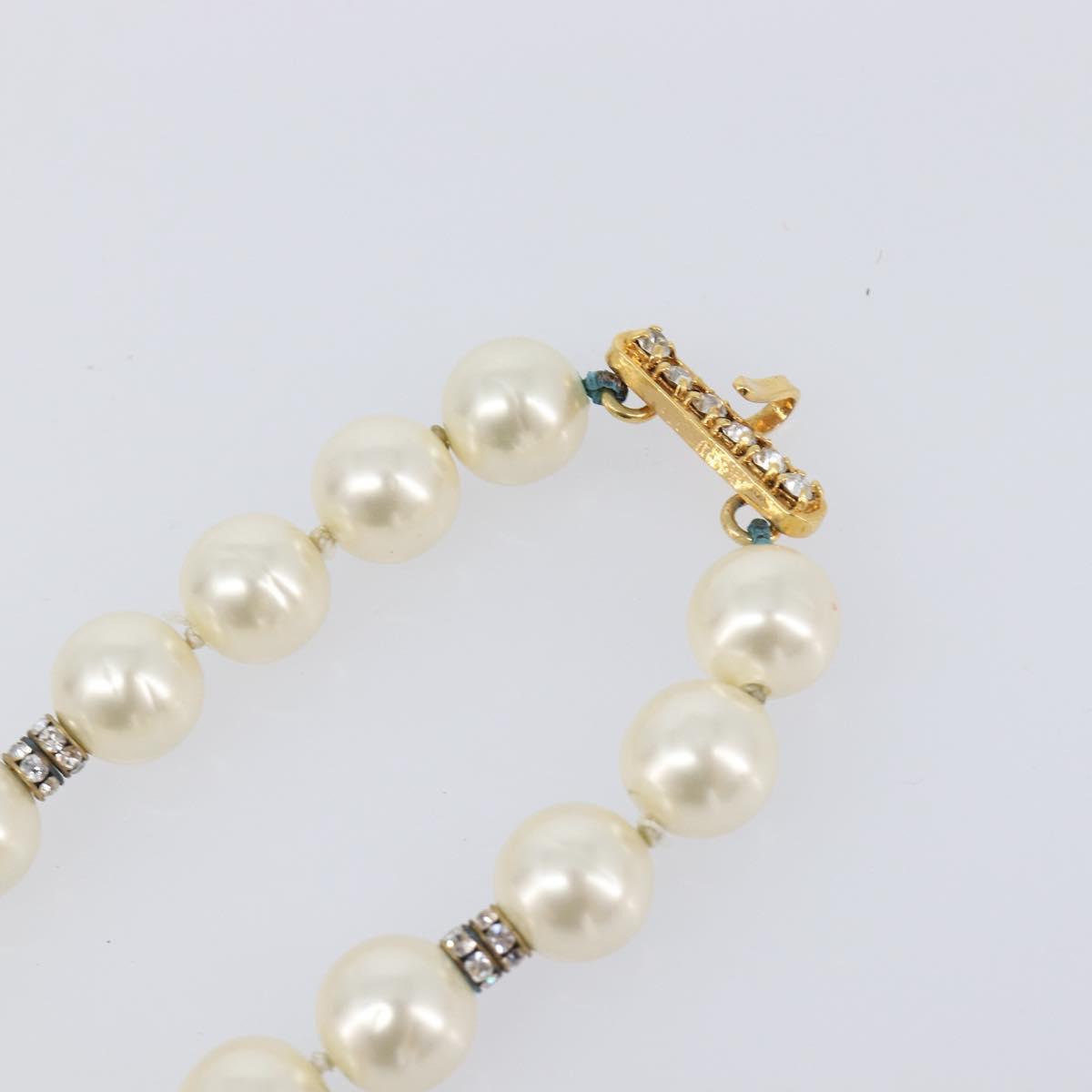 CHANEL Pearl Bracelet metal Gold CC Auth bs37428