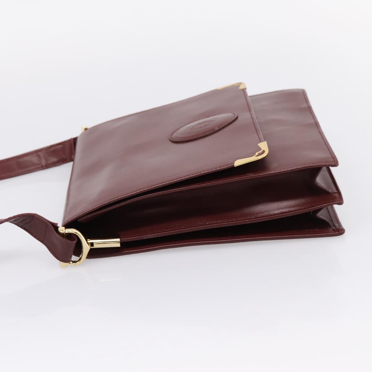 CARTIER Must Line Shoulder Bag Leather 4 Set Bordeaux Auth bs37437