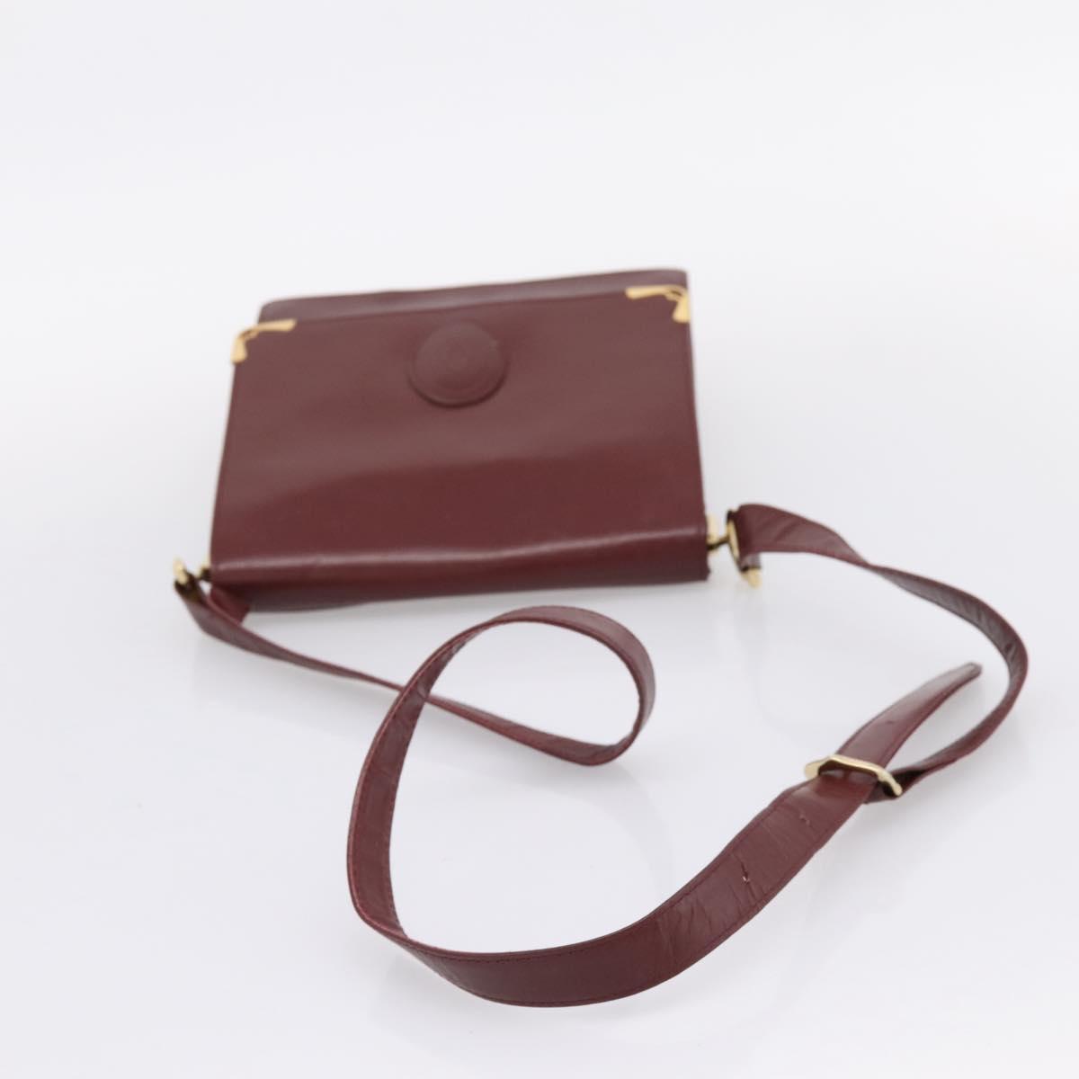 CARTIER Must Line Shoulder Bag Leather 4 Set Bordeaux Auth bs37437