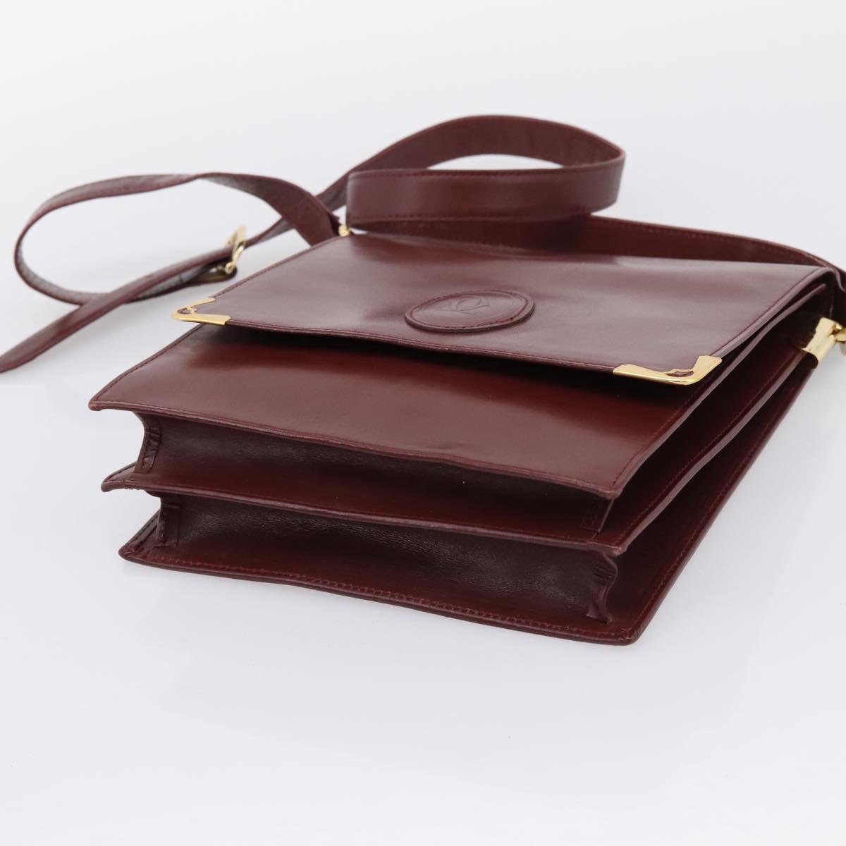 CARTIER Must Line Shoulder Bag Leather 4 Set Bordeaux Auth bs37437