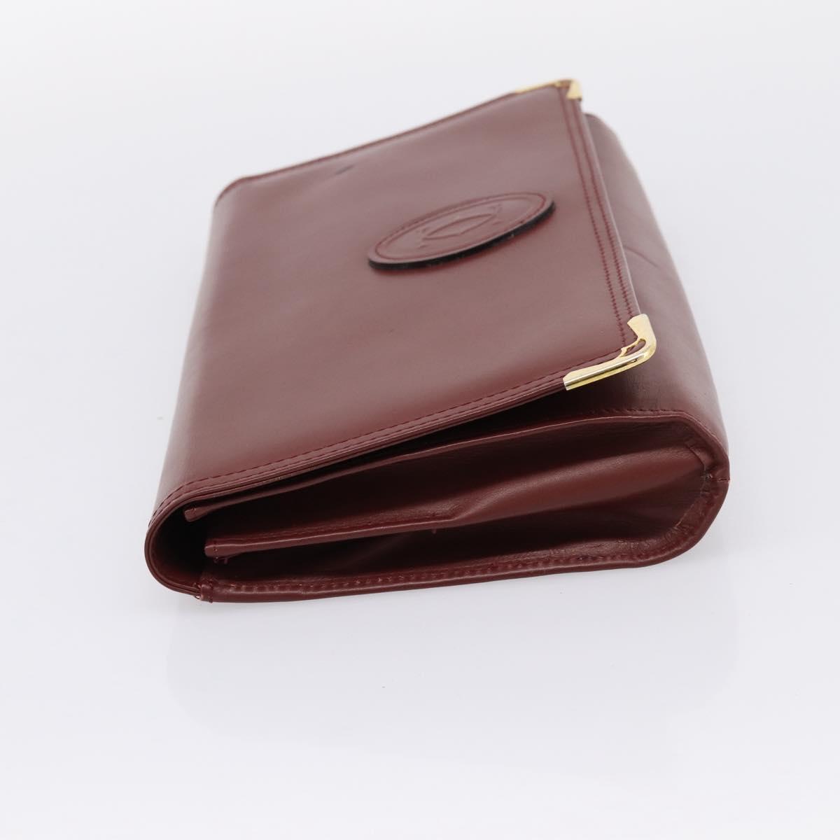 CARTIER Must Line Shoulder Bag Leather 4 Set Bordeaux Auth bs37437