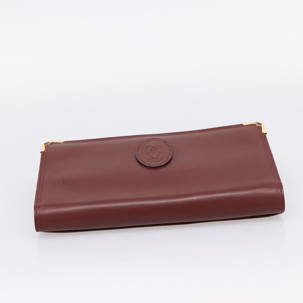 CARTIER Must Line Shoulder Bag Leather 4 Set Bordeaux Auth bs37437