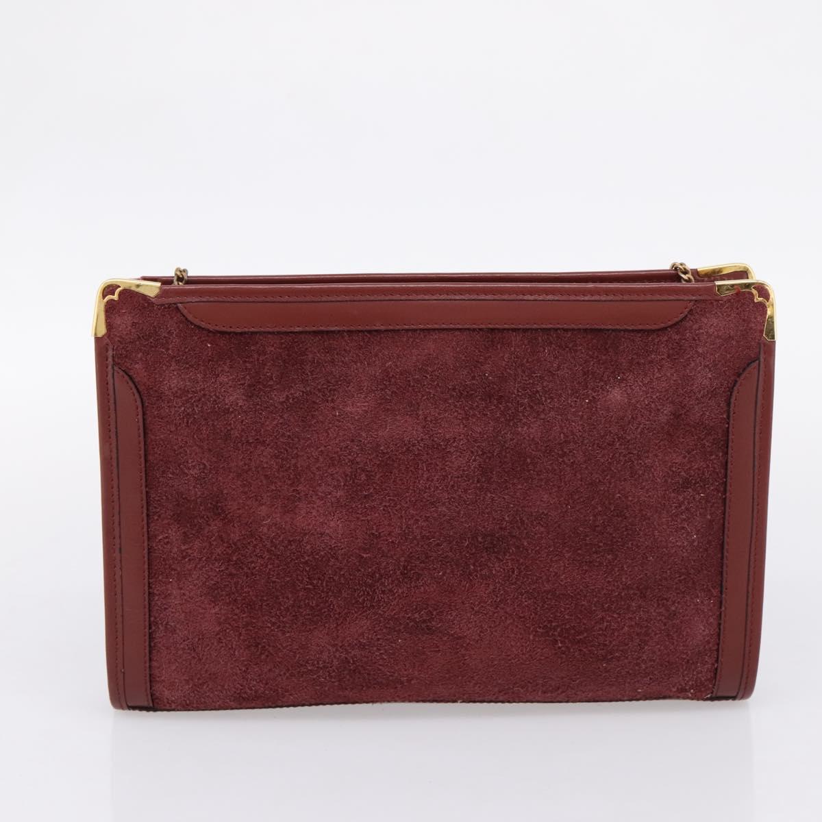 CARTIER Must Line Shoulder Bag Leather 4 Set Bordeaux Auth bs37437