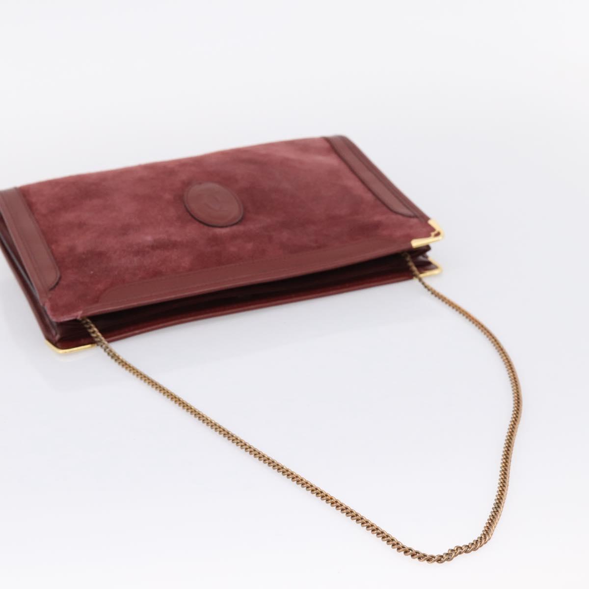 CARTIER Must Line Shoulder Bag Leather 4 Set Bordeaux Auth bs37437