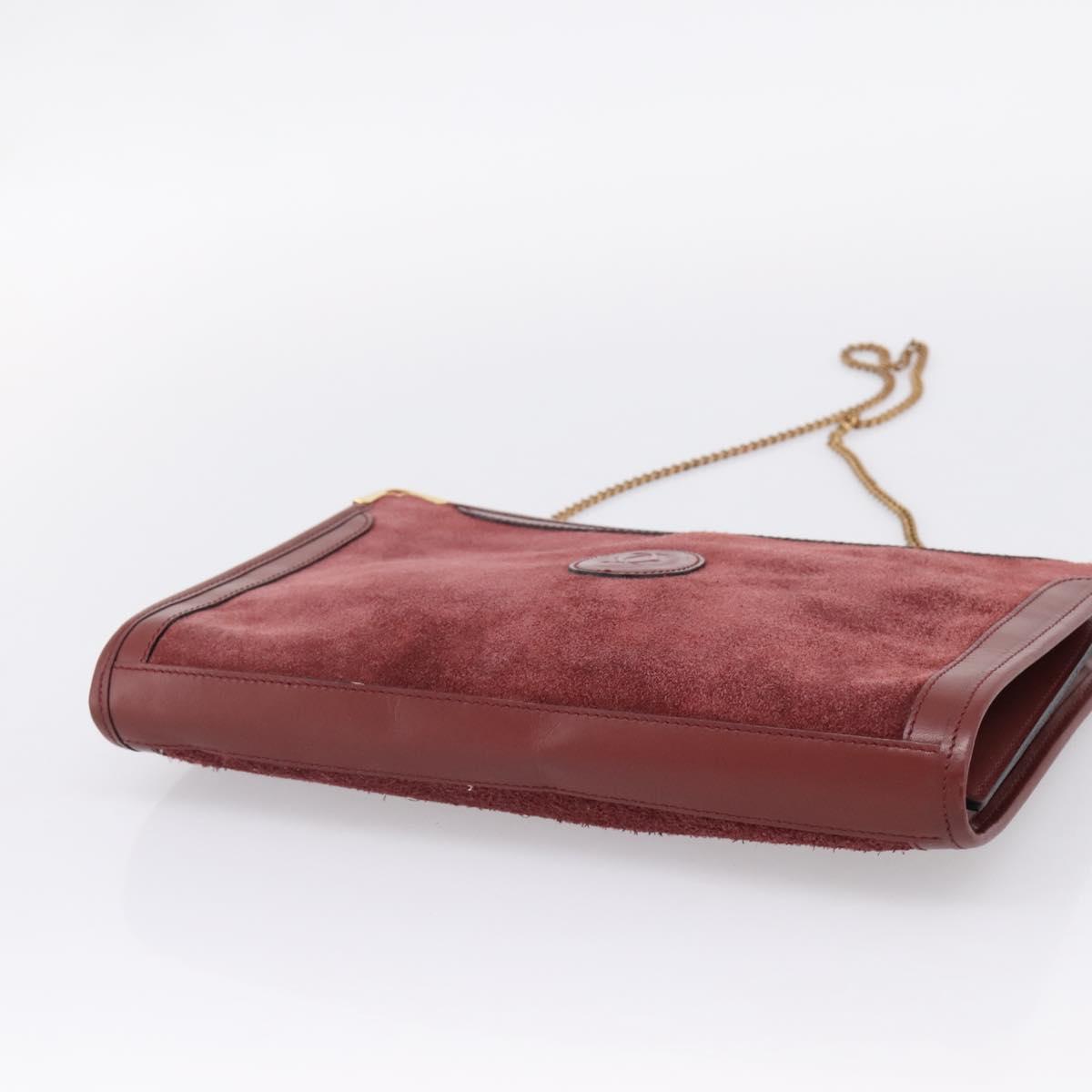 CARTIER Must Line Shoulder Bag Leather 4 Set Bordeaux Auth bs37437