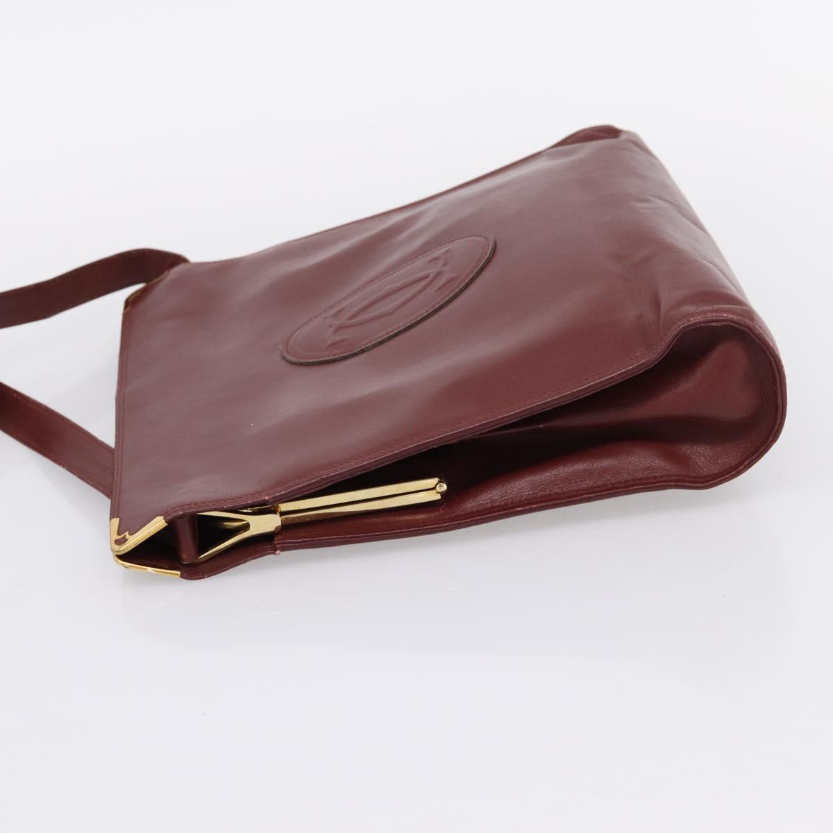 CARTIER Must Line Shoulder Bag Leather 4 Set Bordeaux Auth bs37437