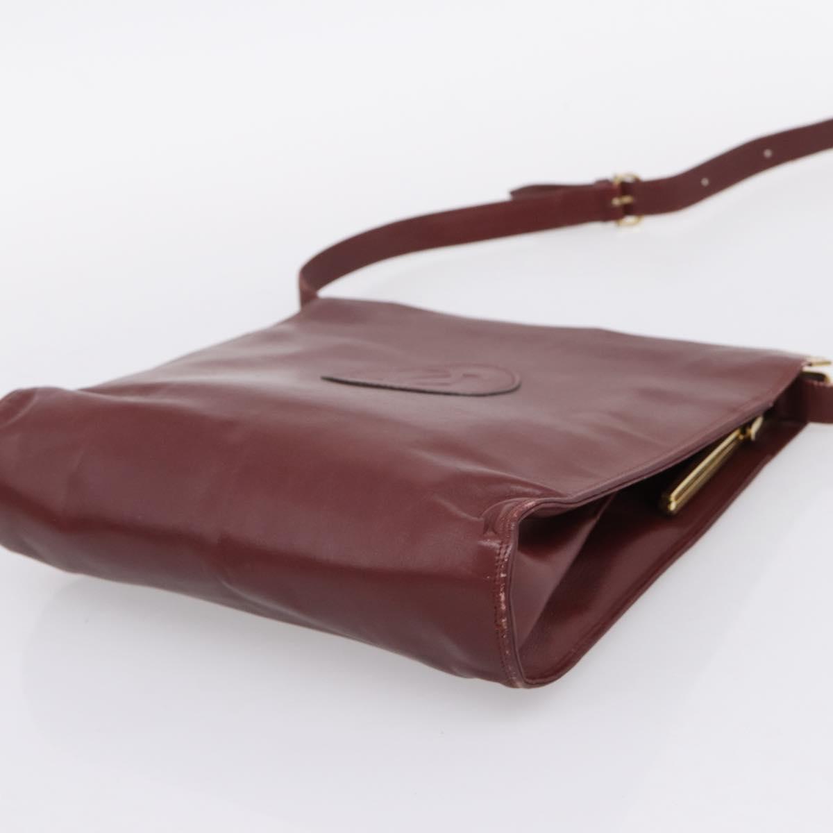 CARTIER Must Line Shoulder Bag Leather 4 Set Bordeaux Auth bs37437