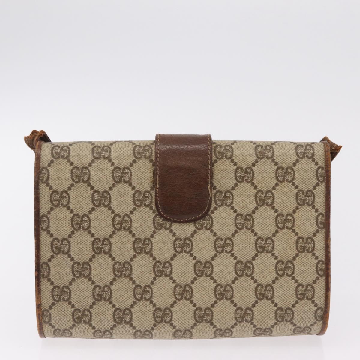 GUCCI GG Supreme Sherry Line Bag PVC Leather 3 Set Beige Yellow Auth bs37438