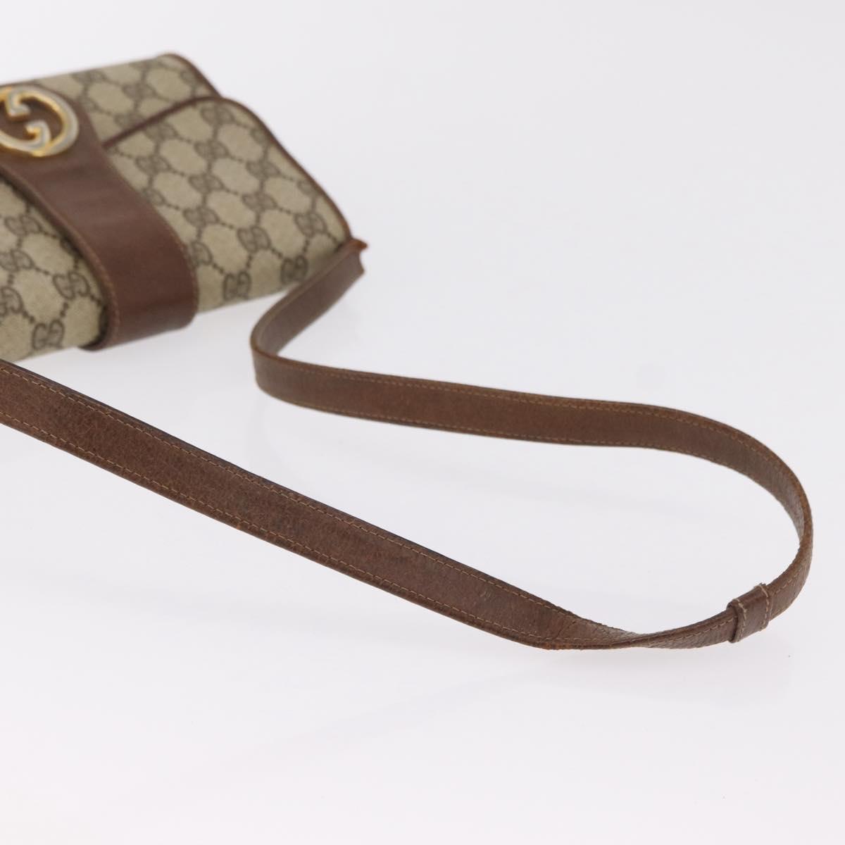 GUCCI GG Supreme Sherry Line Bag PVC Leather 3 Set Beige Yellow Auth bs37438
