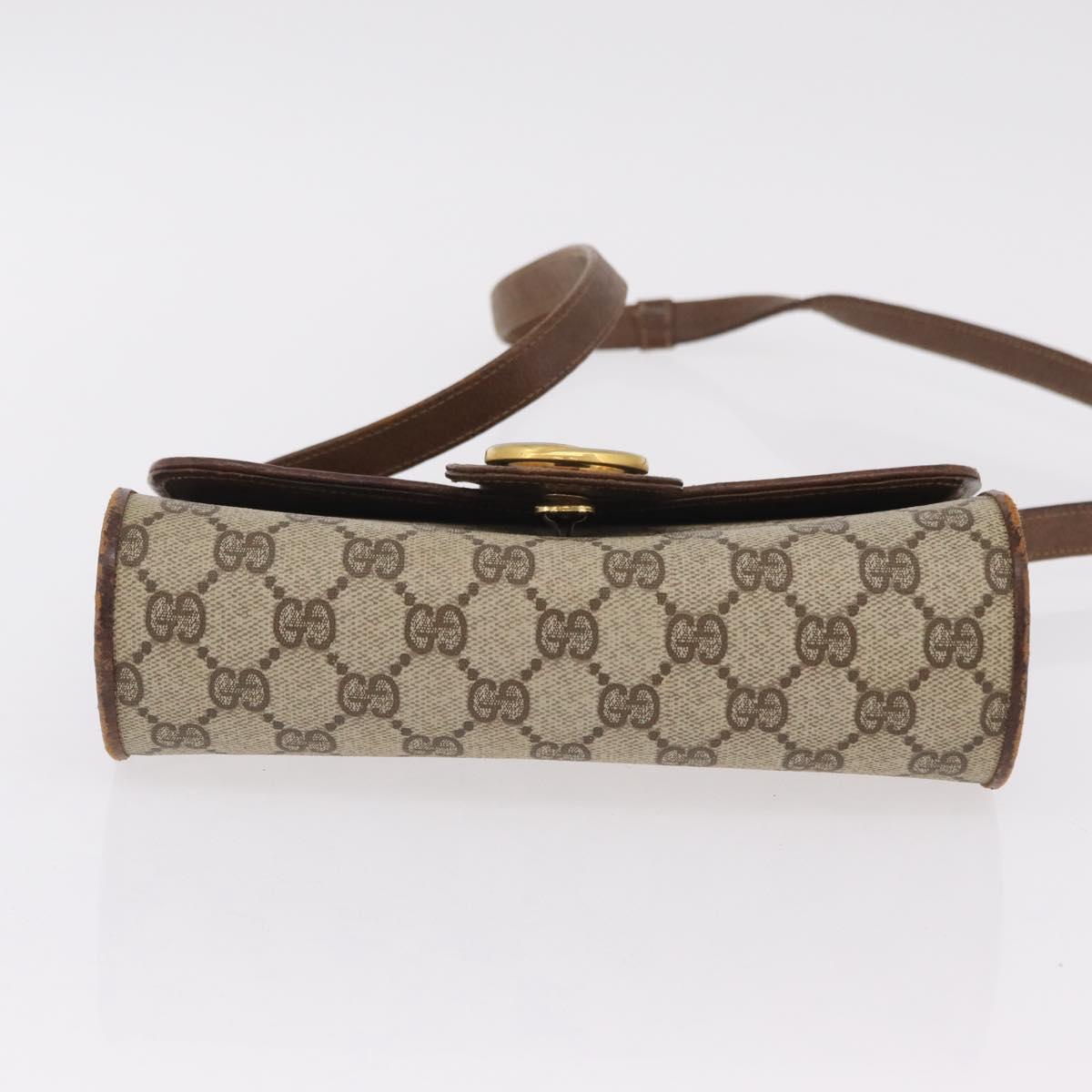 GUCCI GG Supreme Sherry Line Bag PVC Leather 3 Set Beige Yellow Auth bs37438