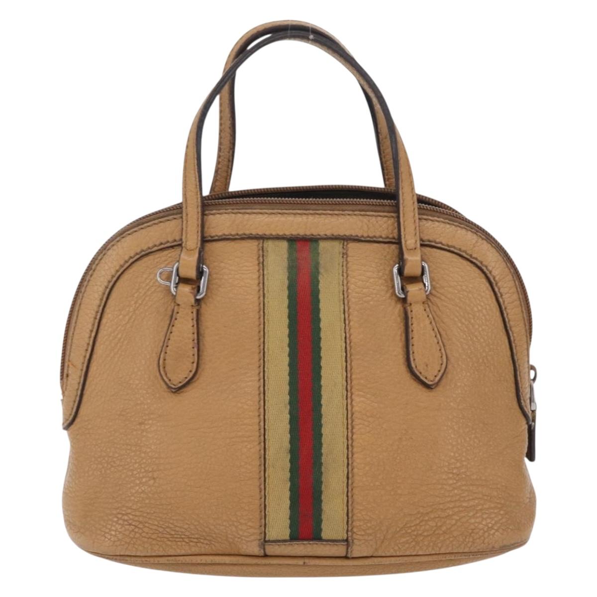 GUCCI GG Supreme Sherry Line Bag PVC Leather 3 Set Beige Yellow Auth bs37438
