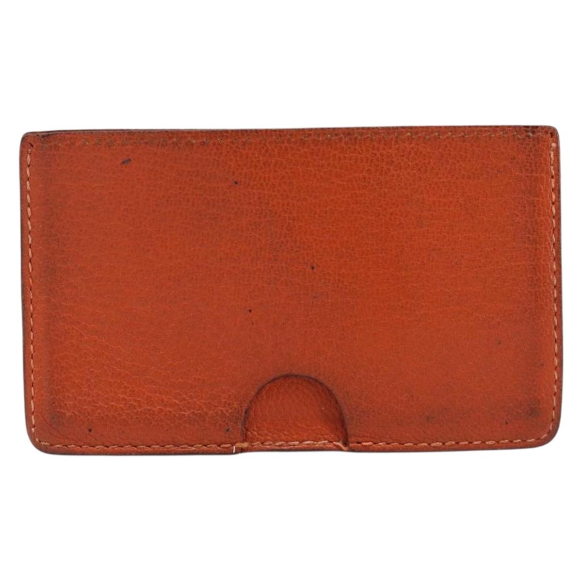 HERMES Wallet Leather Canvas 2 Set Brown Gray Auth bs37444