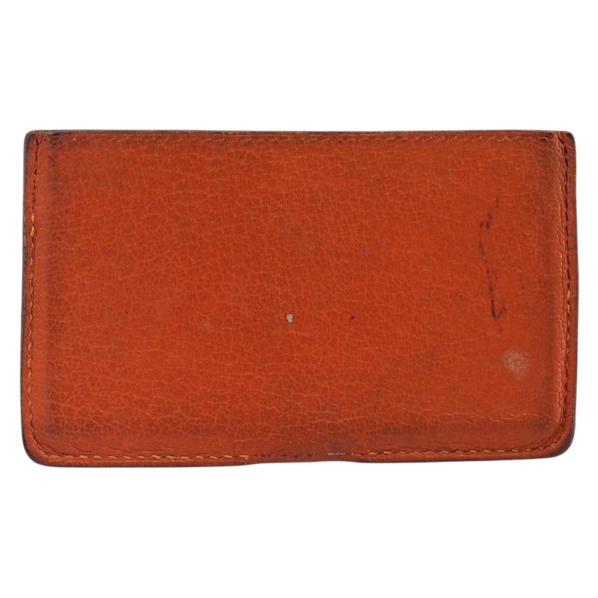 HERMES Wallet Leather Canvas 2 Set Brown Gray Auth bs37444
