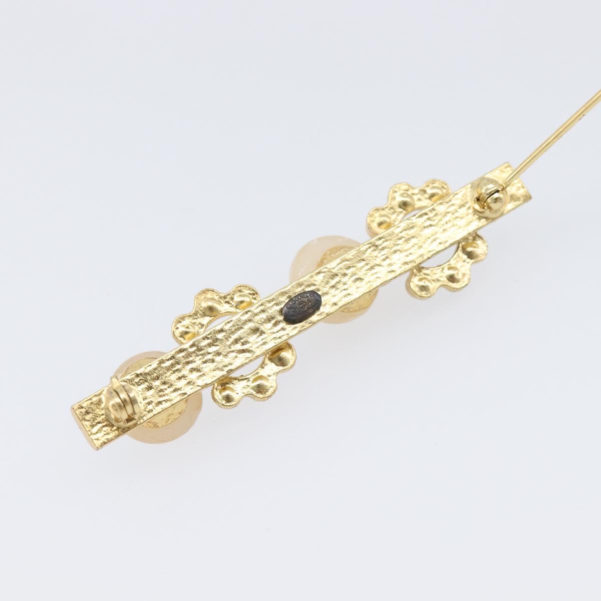 CHANEL Brooch metal Gold Tone CC Auth bs37449