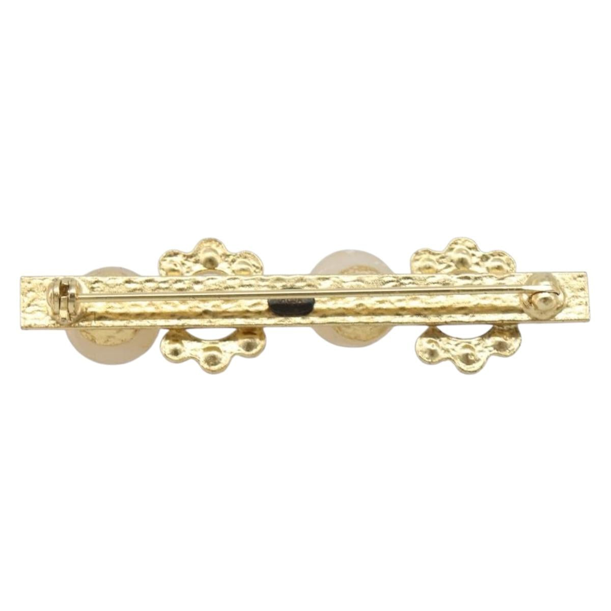 CHANEL Brooch metal Gold Tone CC Auth bs37449