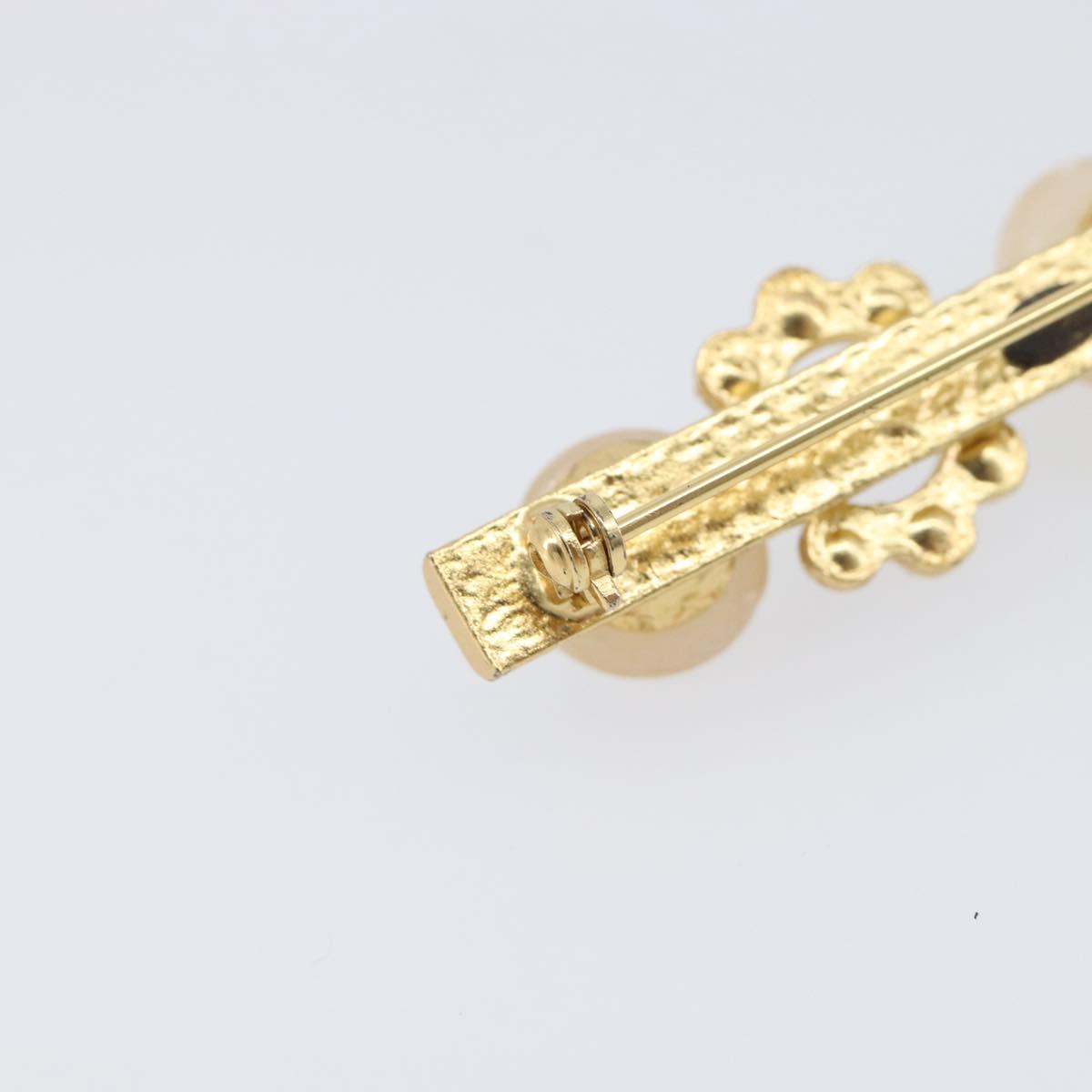 CHANEL Brooch metal Gold Tone CC Auth bs37449