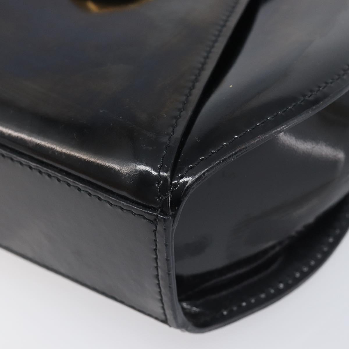 Cartier PANTHERE Hand Bag Patent Leather Black Gold Auth bs37451