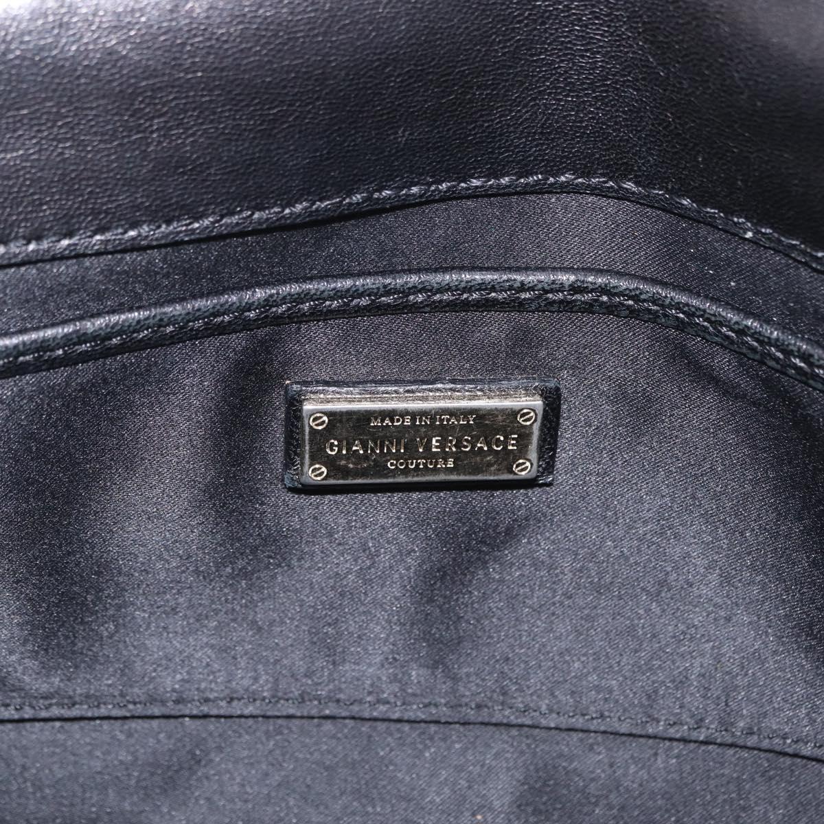 Gianni Versace Chain Shoulder Bag Patent Leather Black Gold Auth bs37461