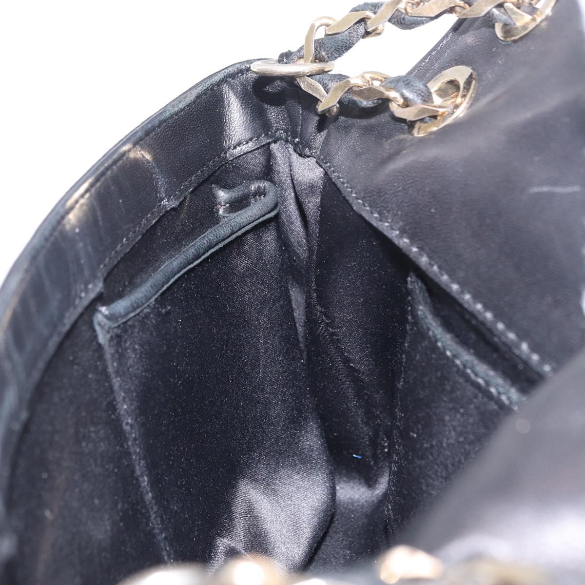 Gianni Versace Chain Shoulder Bag Patent Leather Black Gold Auth bs37461