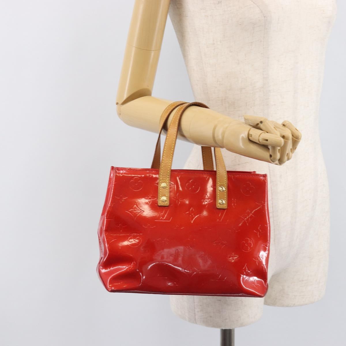 LOUIS VUITTON Monogram Vernis Reade PM Hand Bag Red Rouge M91088 LV Auth bs37470