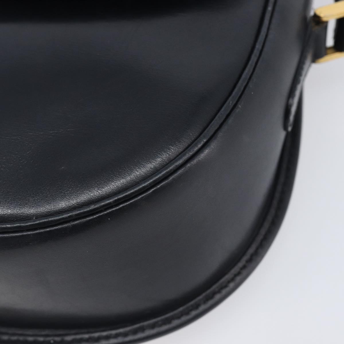 GUCCI Shoulder Bag Leather Black Gold 007 261 0074 Auth bs37471