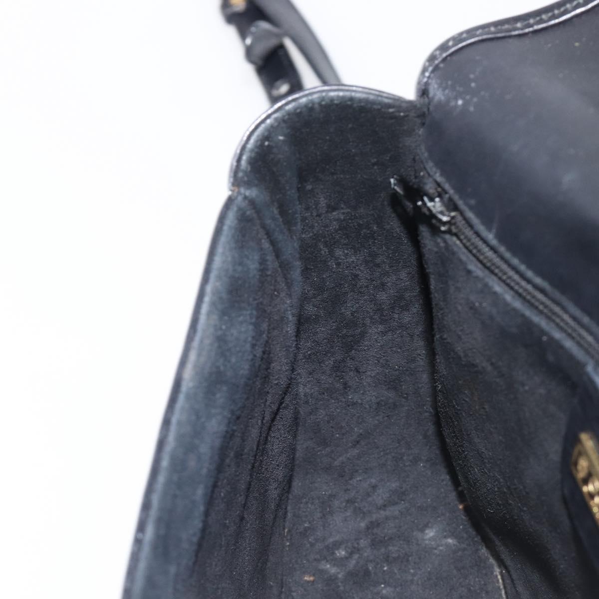 GUCCI Shoulder Bag Leather Black Gold 007 261 0074 Auth bs37471