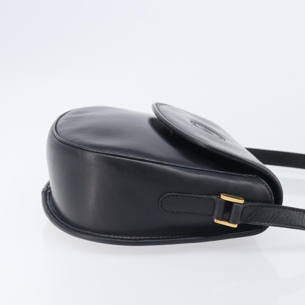 GUCCI Shoulder Bag Leather Black Gold 007 261 0074 Auth bs37471
