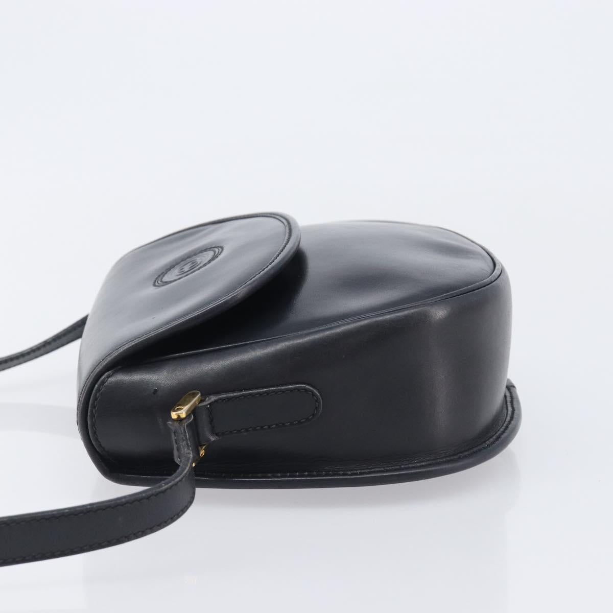 GUCCI Shoulder Bag Leather Black Gold 007 261 0074 Auth bs37471