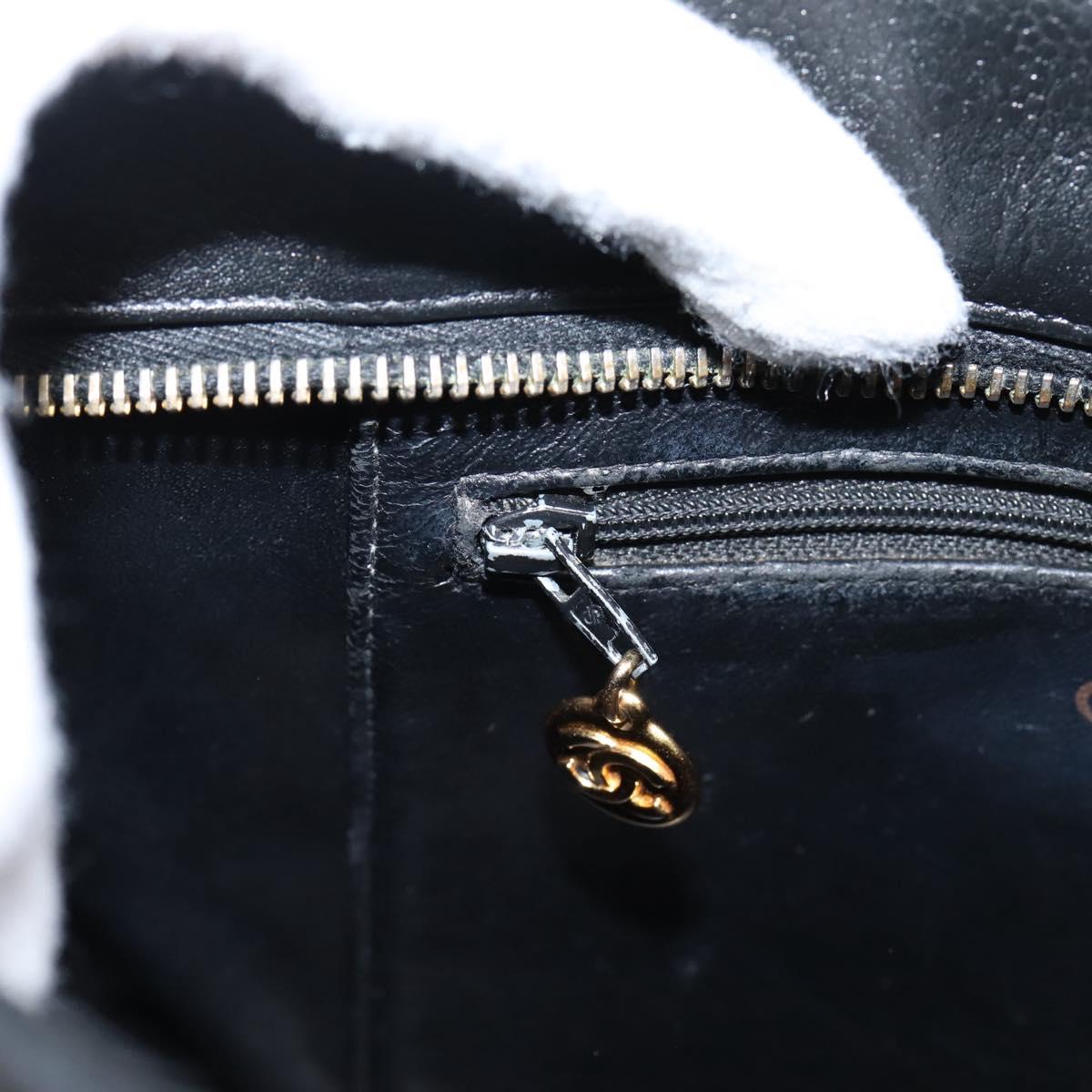 CHANEL Standard Tote Bag Caviar Skin Black Gold CC Auth bs37474