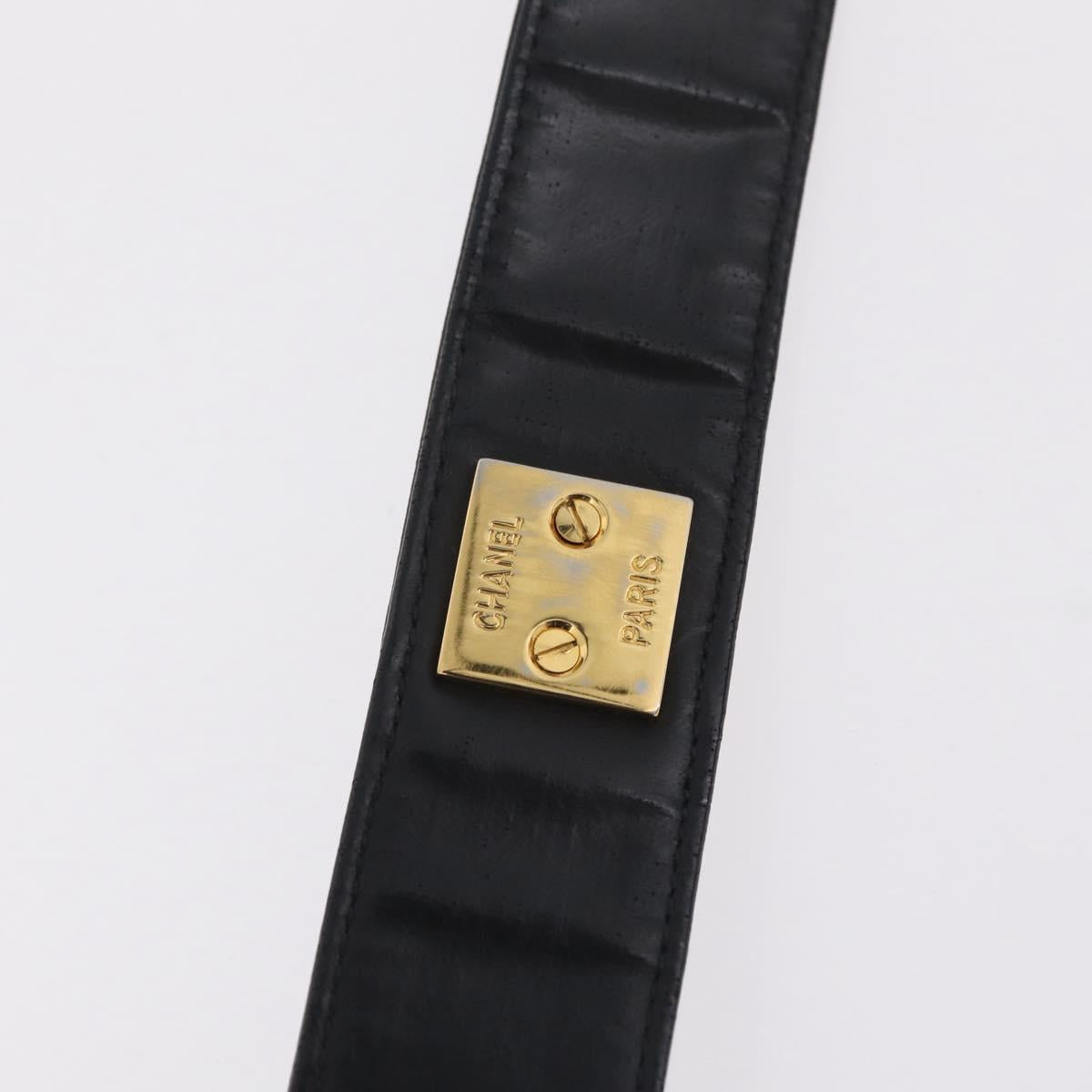 CHANEL Matelasse Chain Shoulder Bag Patent Leather Black Gold CC Auth bs37475
