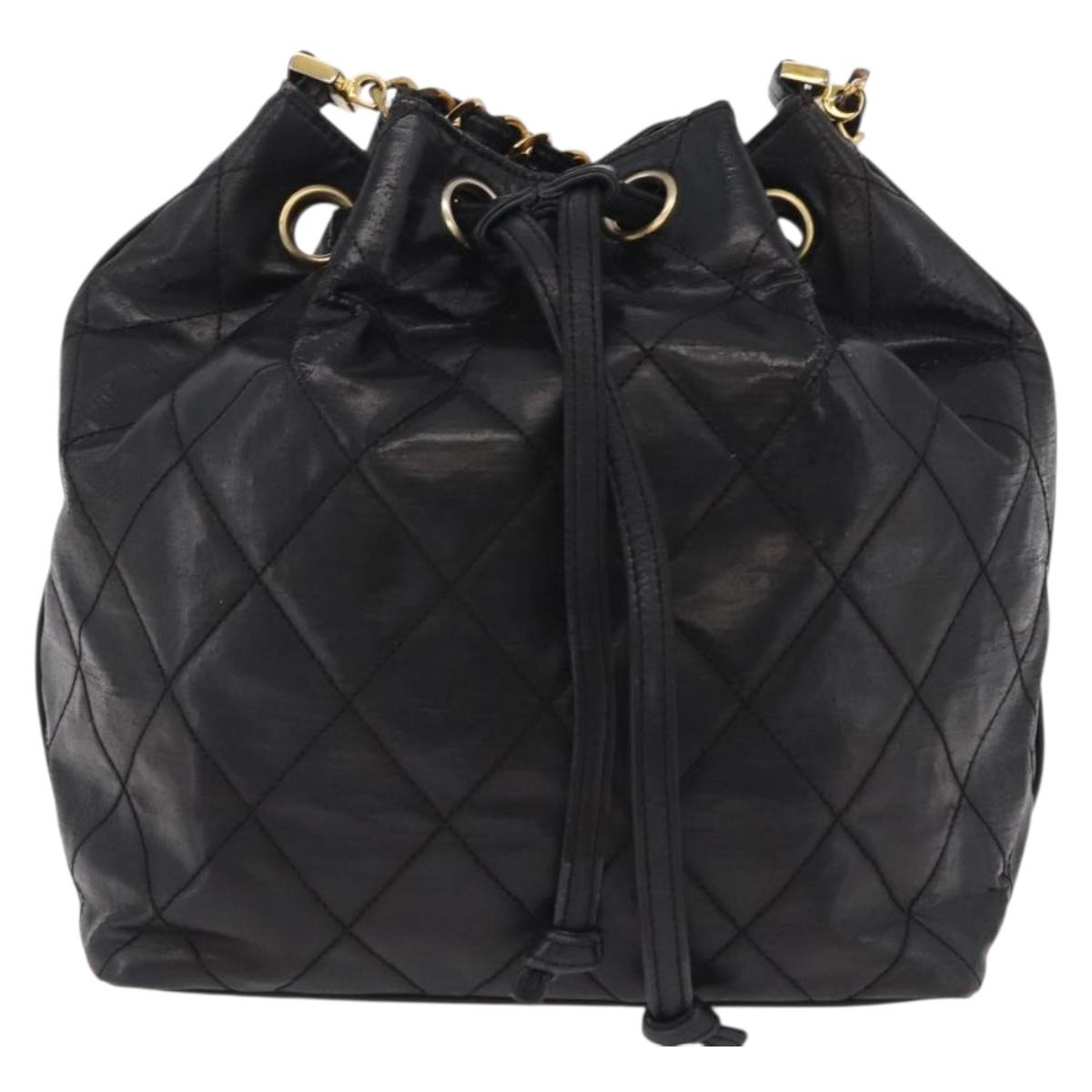 CHANEL Matelasse Chain Shoulder Bag Patent Leather Black Gold CC Auth bs37475