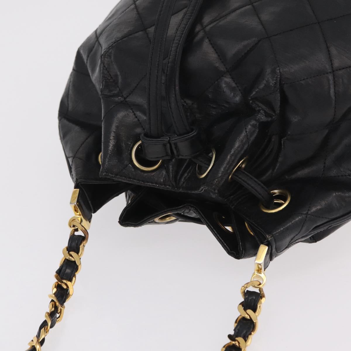 CHANEL Matelasse Chain Shoulder Bag Patent Leather Black Gold CC Auth bs37475