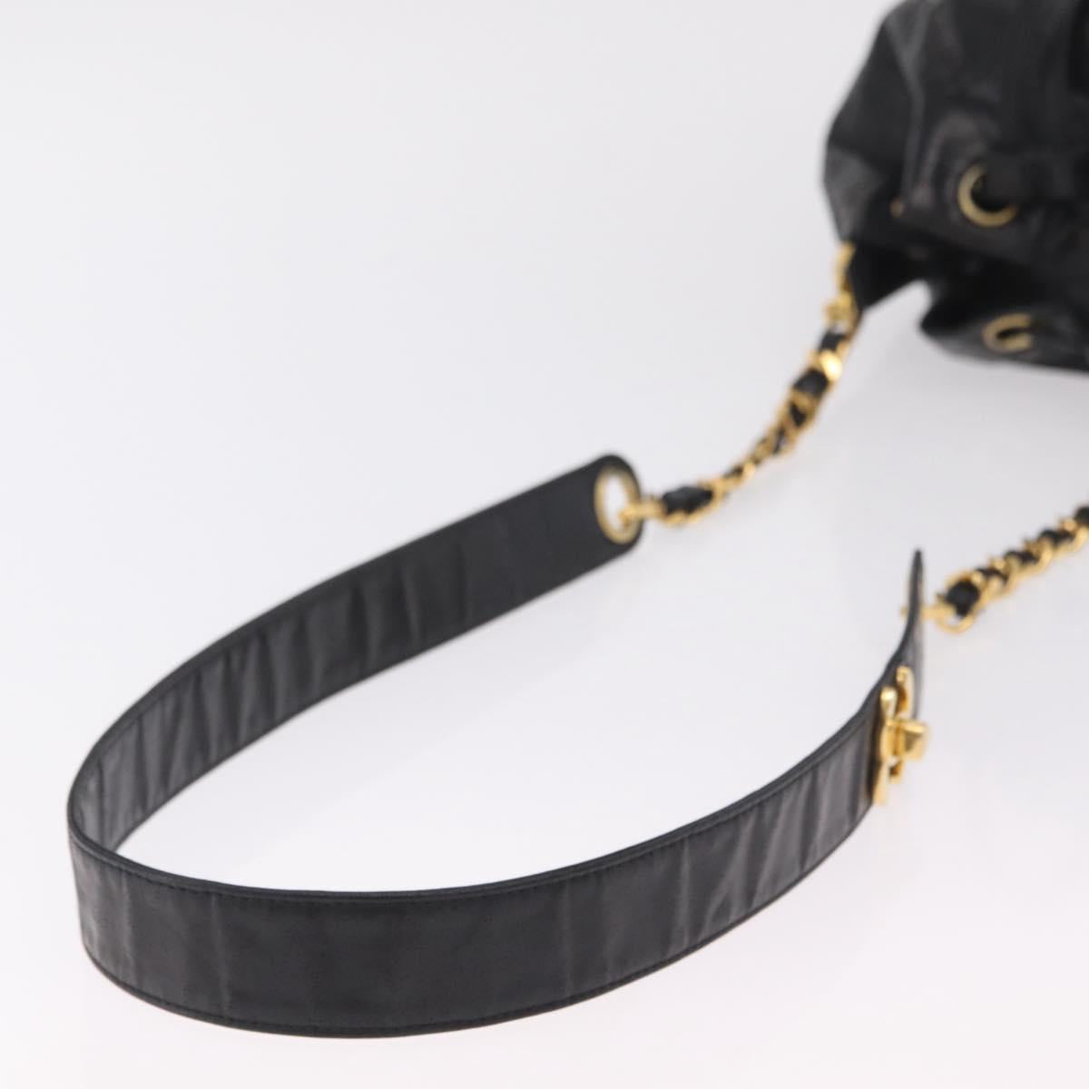 CHANEL Matelasse Chain Shoulder Bag Patent Leather Black Gold CC Auth bs37475