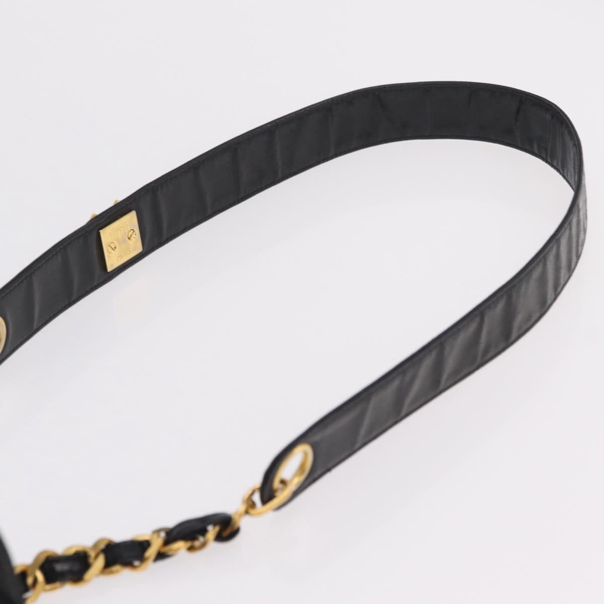 CHANEL Matelasse Chain Shoulder Bag Patent Leather Black Gold CC Auth bs37475