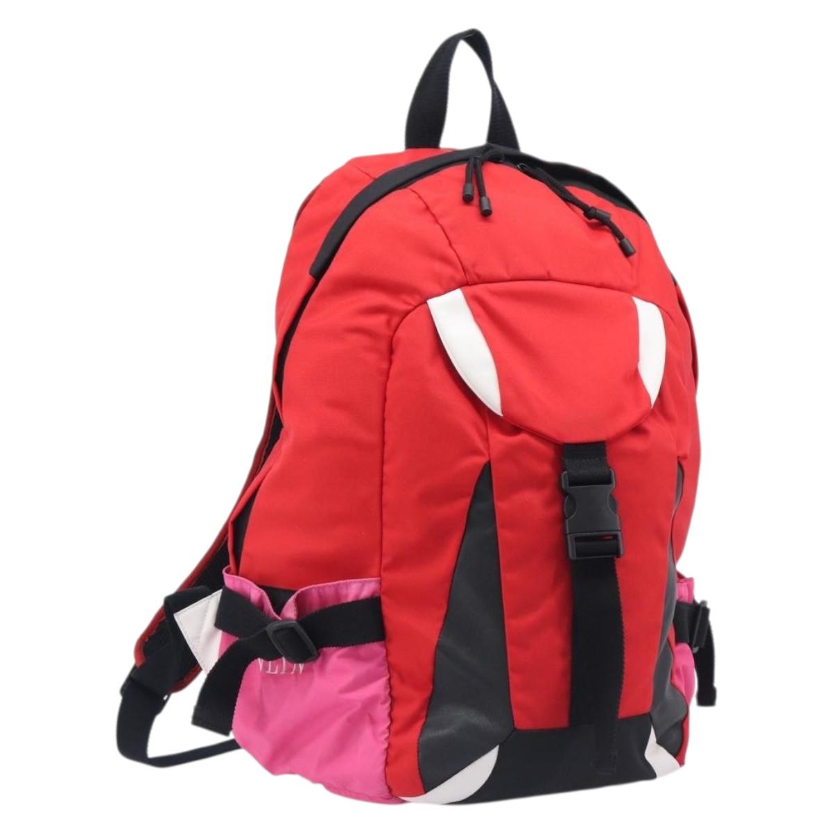 Valentino Backpack Nylon Red Auth bs37483