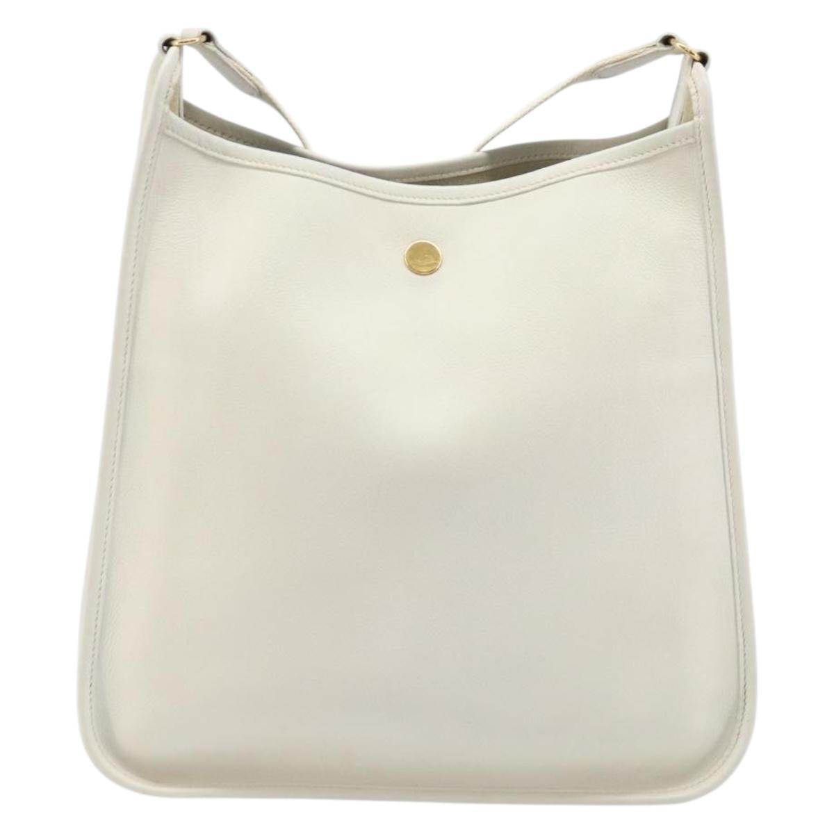 HERMES Vespa Shoulder Bag Leather White Gold Auth bs37490A