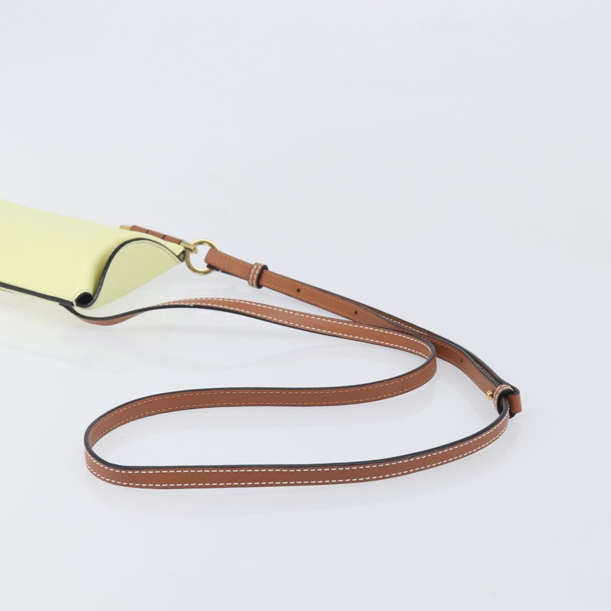 LOEWE Smartphone Shoulder Gate Pocket Bag Leather Yellow Gold Auth bs37493