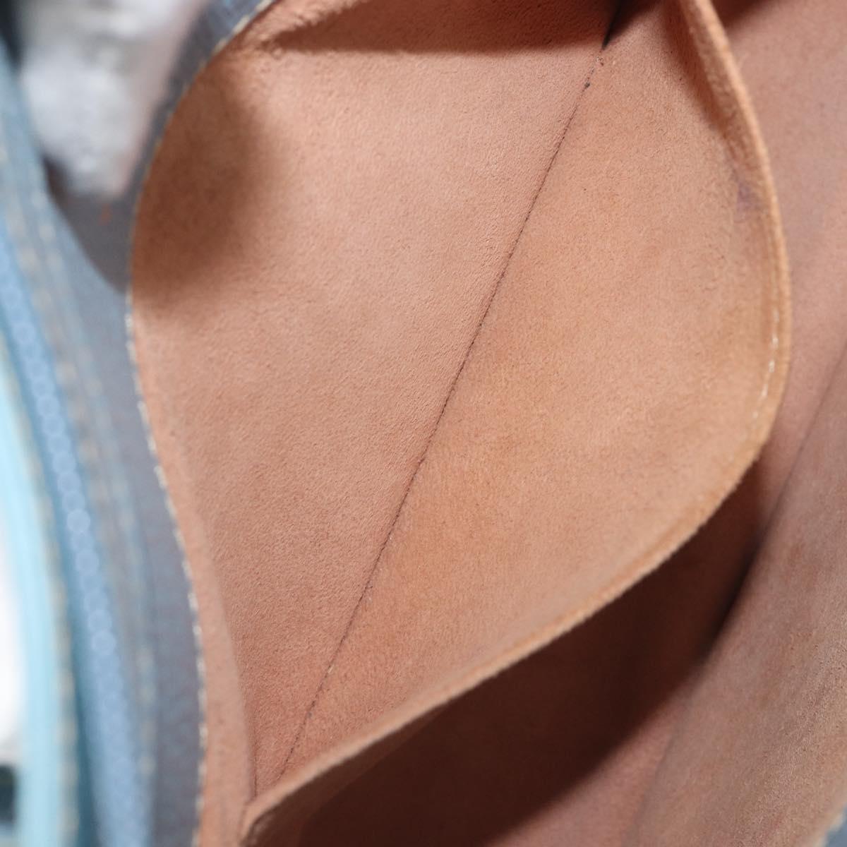 LOEWE Tote Bag Leather Light Blue Gold Auth bs37496A