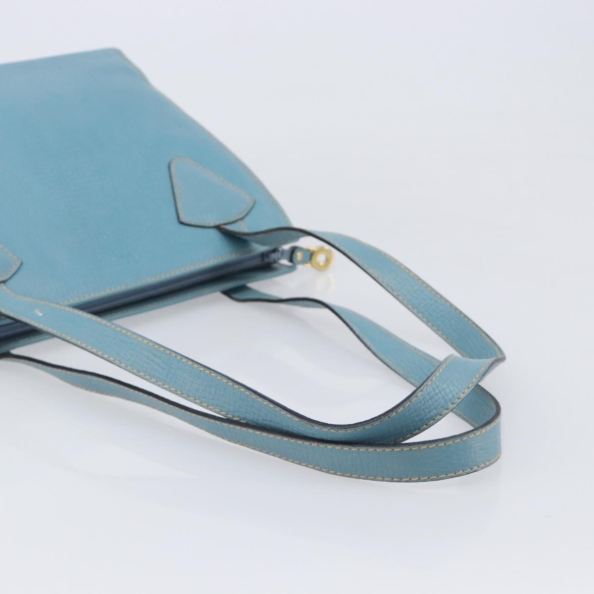 LOEWE Tote Bag Leather Light Blue Gold Auth bs37496A