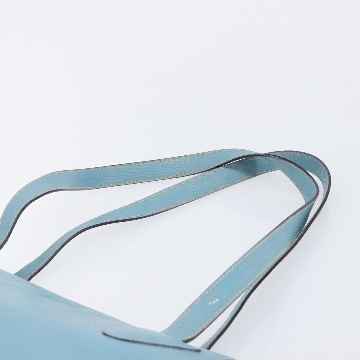 LOEWE Tote Bag Leather Light Blue Gold Auth bs37496A